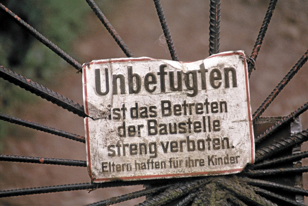 popular german sign at construction sites